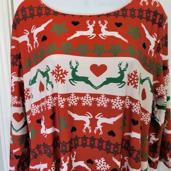 Yelete Women's Faire Isle Print Reindeer Holiday Microfiber Tunic Top Dress 3XL - Picture 2 of 10